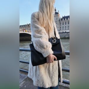 RARE PARISIAN TOURMALINE MINK COAT | GENUINE FUR WHITE LONG COAT L/XL